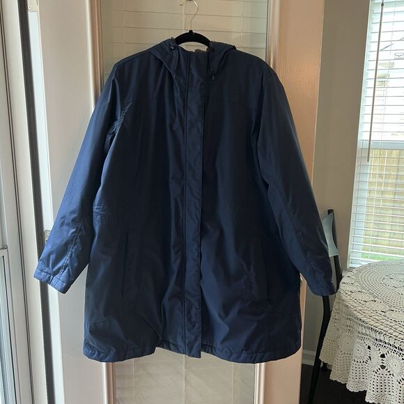 L.L Bean Women’s Fleece Lined Jacket 2X  Hooded Nylon - Picture 1 of 6